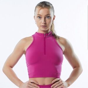 NWT Alphalete Zip Tank Arcade Pink Size Small Crop Half-Zip Workout Top